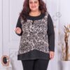 Plus size ζεστή τουνίκ με ντεσέν τριαντάφυλλα-μπεζ-κωδ 932