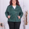 Plus size τζάκετ βελούδο με ασύμμετρο φερμουάρ-πράσινο-κωδ 2663-2