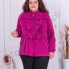 Plus size πουκάμισο με βολάν μπροστά-ματζέντα-κωδ 70206-5