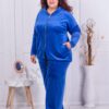 Plus size αθλητικό σετ βελούδο-μπλε ρουά-κωδ 221181-1