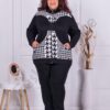 Plus size αθλητικό σετ πιε ντε πουλ ντεσέν-ασπρόμαυρο-κωδ 22039