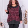 Plus size ζεστή τουνίκ με ντεσέν τριαντάφυλλα-μπορντό-κωδ 932-1