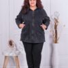 Plus size τζιν τζάκετ με κουκούλα και διακοσμητικά στρας-μαύρο-κωδ 8184