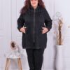 Plus size τζιν τζάκετ με κουκούλα-μαύρο-κωδ 7961