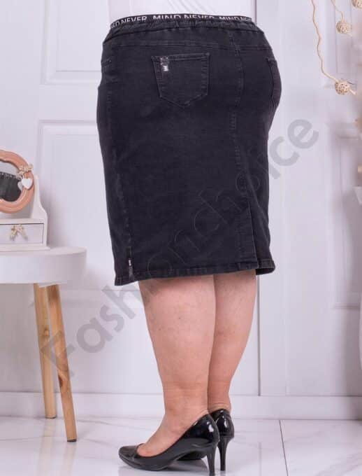 Plus size μαύρο τζιν φούστα-κωδ 3113