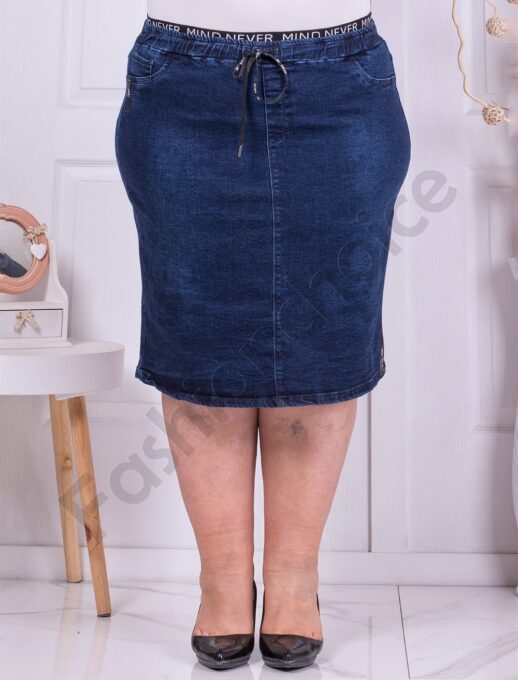 Plus size μπλε τζιν φούστα-κωδ 3113-1
