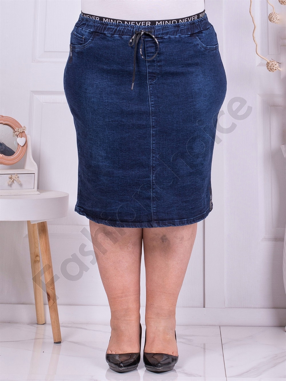 Plus size μπλε τζιν φούστα-κωδ 3113-1