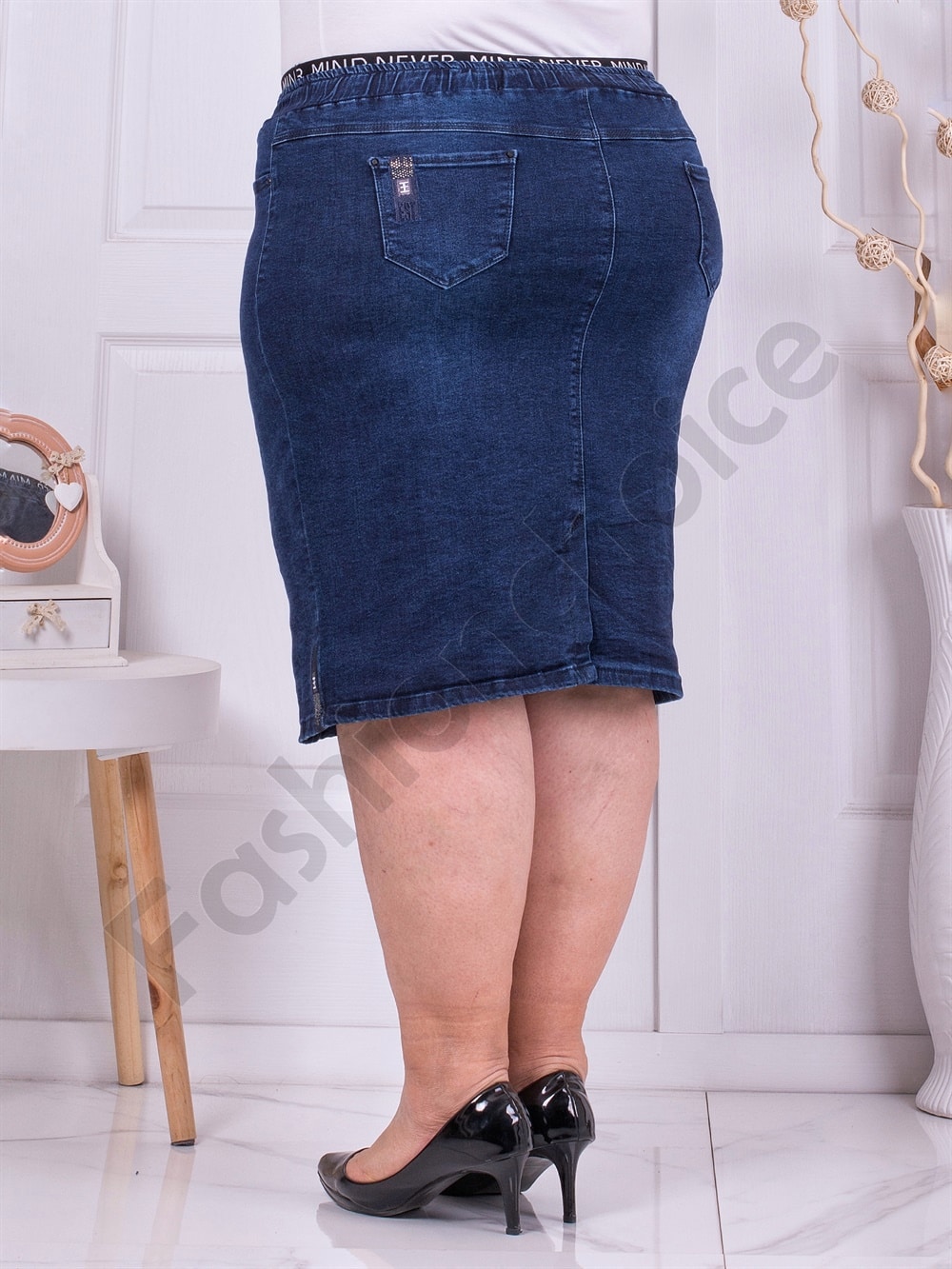 Plus size τζιν φούστα-μπλε-κωδ 3113-1 - Image 3