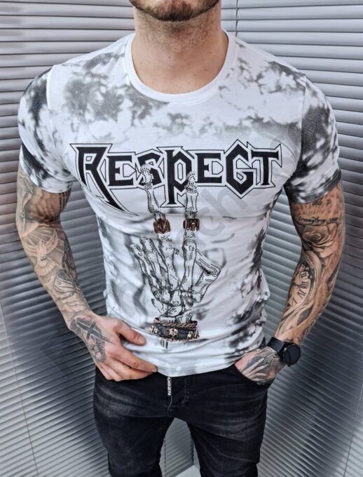 Ανδρικό T-shirt με επιγραφή Respect-κωδ 9213