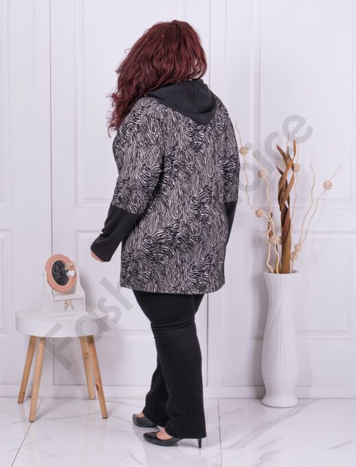 Plus size ζακέτα με ασπρόμαυρο σχέδια-κωδ 231212-1