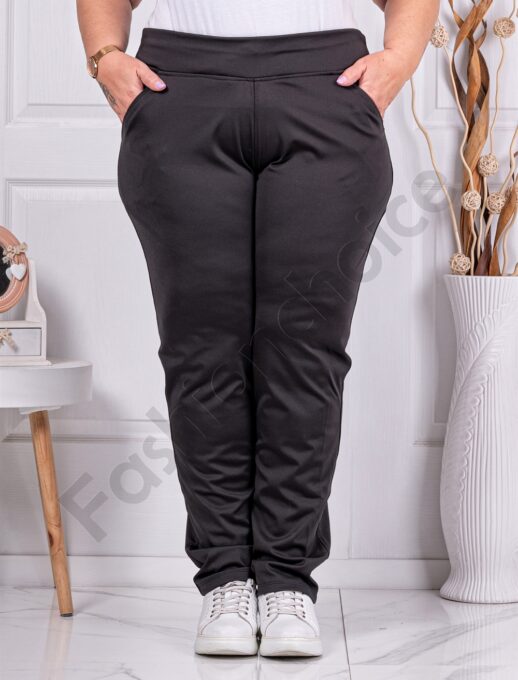 Plus size γυαλιστερό παντελόνι φόρμα σε μαύρο-κωδ 036-3