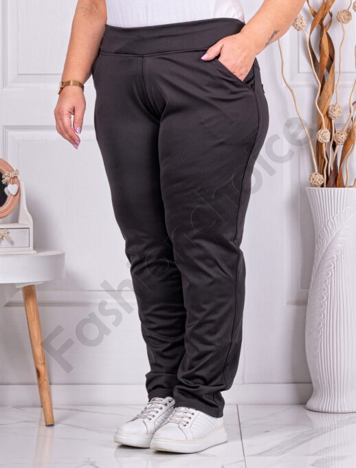 Plus size γυαλιστερό παντελόνι φόρμα σε μαύρο-κωδ 036-3