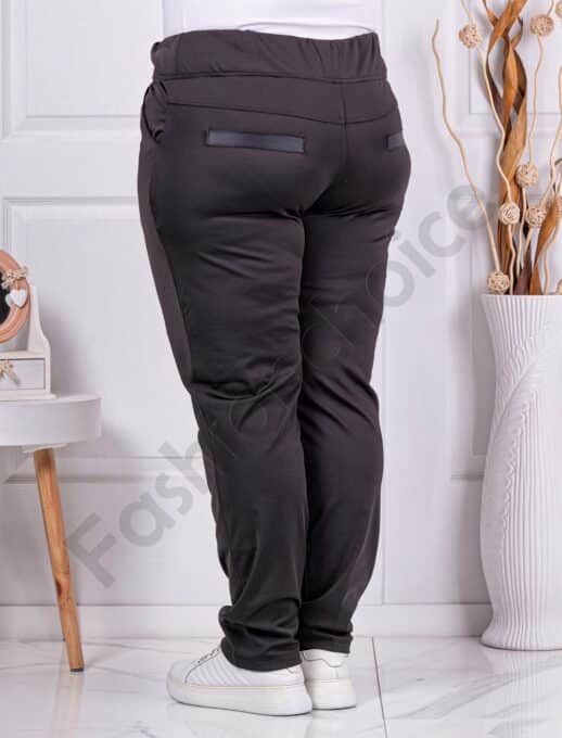 Plus size γυαλιστερό παντελόνι φόρμα σε μαύρο-κωδ 036-3