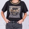 Γυναικείο T-shirt με τύπωμα και πέρλες-μαύρο-κωδ 1133-2