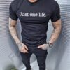 Ανδρικό T-shirt με κεντημένη επιγραφή-μαύρο-κωδ 078