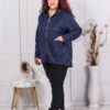 Plus size ζακέτα βελούδο με κουκούλα-σκούρο μπλε-κωδ 8216-4