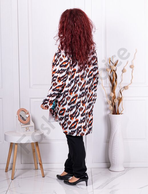 Plus size μακρύ πουκάμισο με μοτίβο-πορτοκαλί-κωδ 602