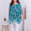 Plus size σιφόν πόντσο με φλοράλ ντεσέν-κωδ 235021