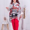 Plus size πουκάμισο/πόντσο με Art σχέδιο-κόκκινο-κωδ 512