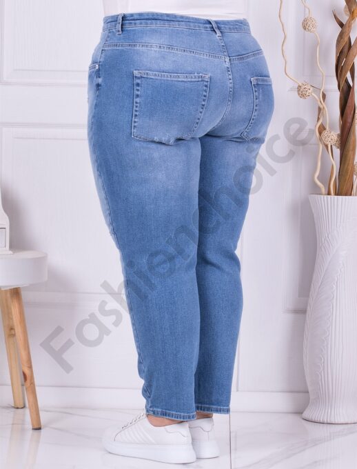 Plus size τζιν Mom Fit με ελαφρά σκισίματα-ανοιχτό μπλε-κωδ 2314