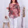 Plus size σιφόν τουνίκ φλοράλ-ροζ-κωδ 23222-4
