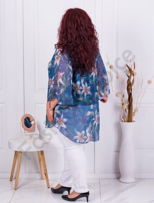 Plus size σιφόν τουνίκ φλοράλ-μπλε-κωδ 23222