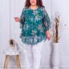 Plus size σιφόν τουνίκ φλοράλ-πράσινο-κωδ 23222-1