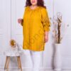 Plus size πουκάμισο/τουνίκ με απλικέ και στρας-μουσταρδί-κωδ 243-9
