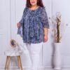 Plus size τουνίκ με συνδυασμό υφασμάτων-μπλε-κωδ 23014-1