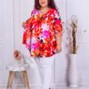 Plus size τουνίκ με συνδυασμό υφασμάτων-κοραλί-κωδ 23014