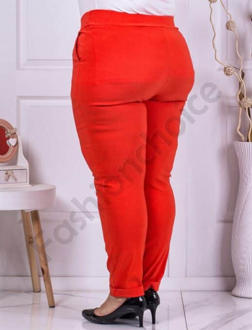 Plus size ψηλόμεσο παντελόνι Push up-πορτοκαλί-κωδ 23219-13
