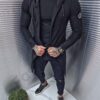 Ανδρική μακριά ζακέτα με κουκούλα-μαύρο-κωδ 1297
