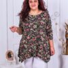 Plus size ασύμμετρη τουνίκ με μικρά λουλούδια-κωδ 23100-6