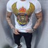 Ανδρικό T-shirt με τύπωμα λιοντάρι-λευκό-κωδ 1270-5