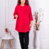 Plus size μακρύ πουκάμισο με Art σχέδιο-κόκκινο-κωδ 1357-1