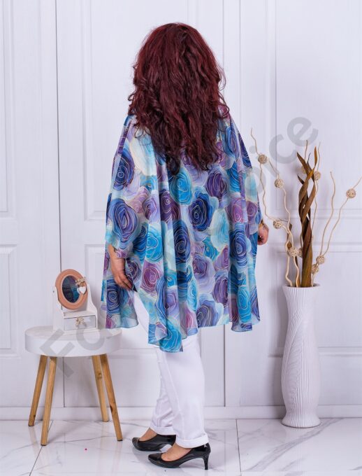 Plus size σιφόν πόντσο με τριαντάφυλλα-κωδ 235021-6