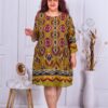 Plus size πλισέ φόρεμα με έθνικ σχέδιο-πράσινο-κωδ 8052-7