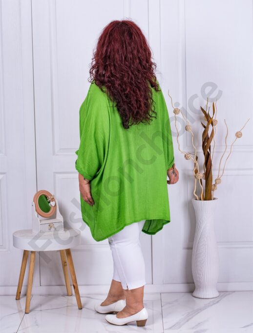 Plus size τουνίκ πόντσο με δώρο κολιέ-πράσινο-κωδ 9181-6