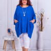 Plus size τουνίκ πόντσο με δώρο κολιέ-μπλε ρουά-κωδ 9181-5