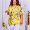 Plus size φλοράλ τουνίκ με φιόγκο στα μανίκια-κίτρινο-κωδ 22936-6