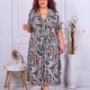 Plus size φόρεμα με χρωματιστά μοτίβα και V λαιμόκοψη-κωδ 63751-1