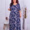 Plus size φόρεμα με φλοράλ σχέδιο-μπλε-κωδ 23221-6