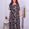 Plus size φόρεμα με φλοράλ σχέδιο-μαύρο-κωδ 23221-5