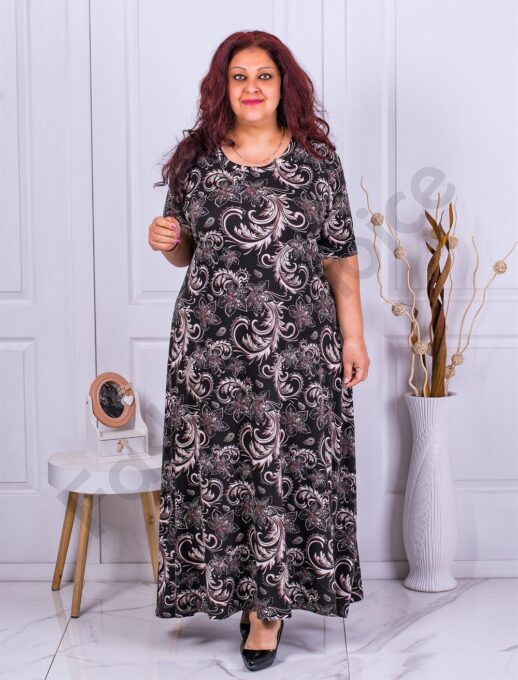 Plus size φόρεμα με φλοράλ σχέδιο-μαύρο-κωδ 23221-5