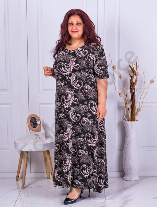 Plus size φόρεμα με φλοράλ σχέδιο-μαύρο-κωδ 23221-5