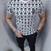 Ανδρικό T-shirt με τύπωμα νεκροκεφαλή-λευκό-κωδ 1270-15