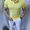 Ανδρική μπλούζα Polo απο υφάσμα lacoste-κίτρινο-κωδ 7950