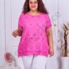 Plus size τουνίκ με τρυπητό κέντημα-ροζ-κωδ 9151-5