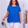 Plus size τουνίκ με τρυπητό κέντημα-μπλε ρουά-κωδ 9151-7