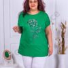 Plus size μπλούζα με απλικέ τριαντάφυλλο-πράσινο-κωδ 6206-1